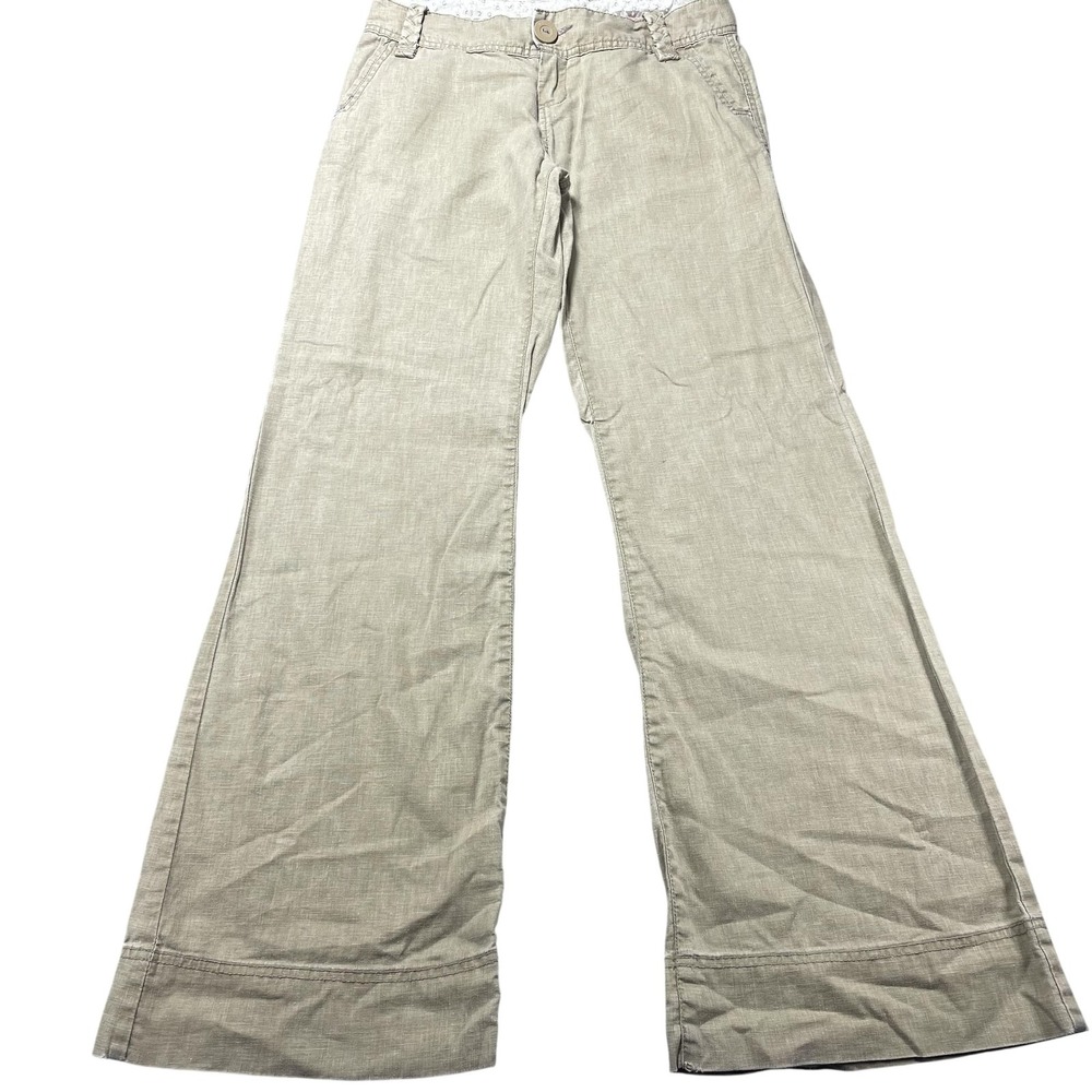 Mossimo Supply Co Pants Juniors 5 Beige Khaki Wide Leg Casual Pockets 2000s Y2K